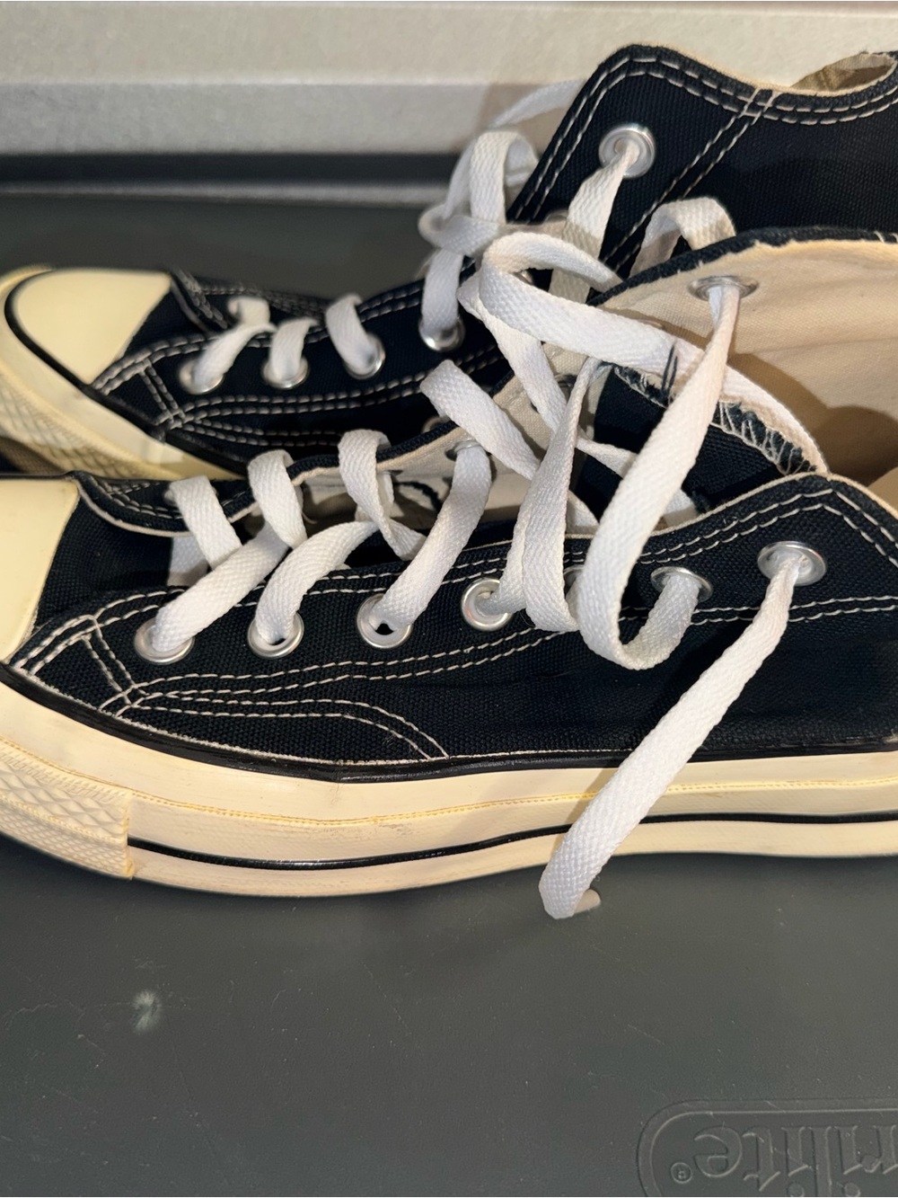 Converse Black High-Top Canvas Sneakers with White Laces - Picture 3 of 6